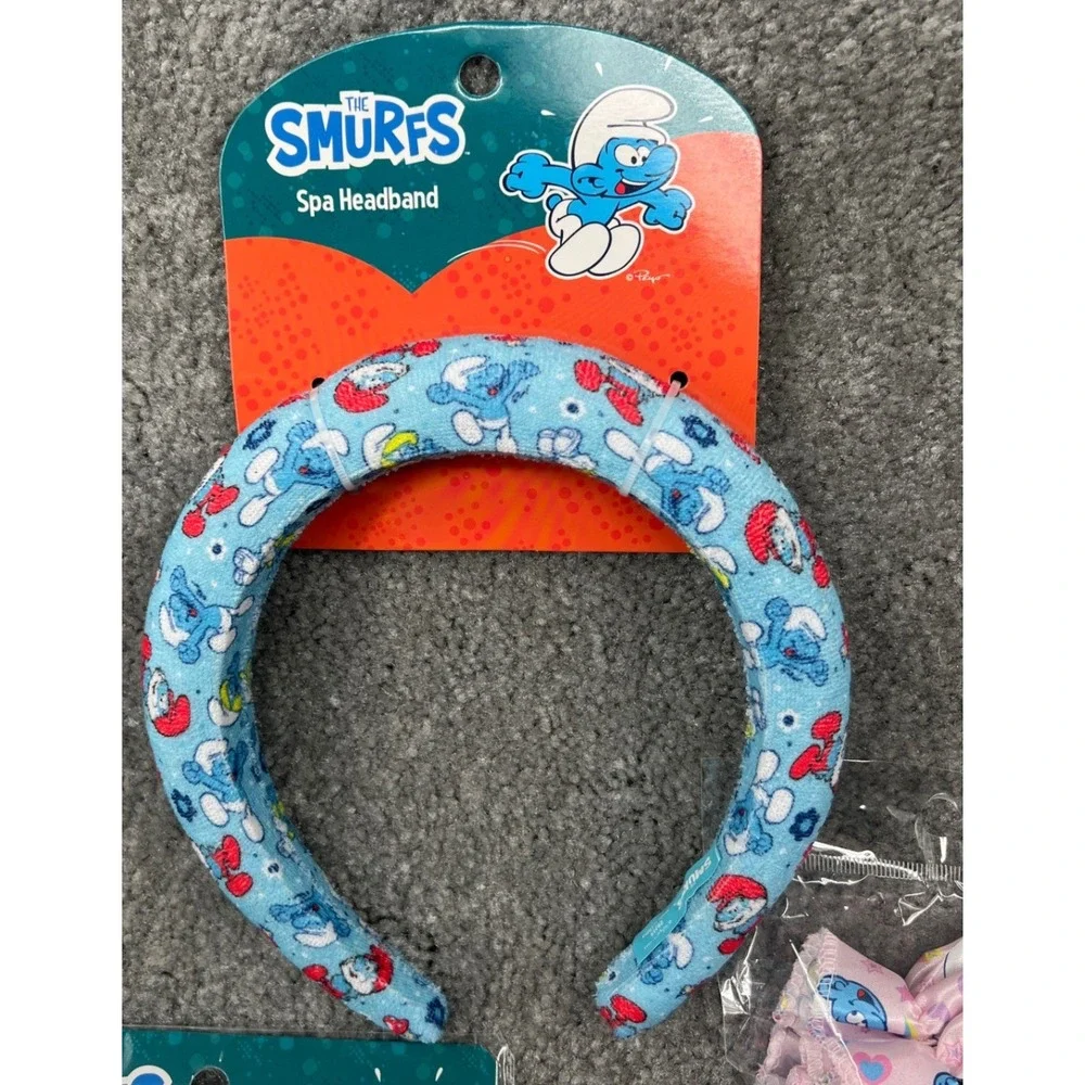 The Smurfs‎ Kids Bath Set Bundle Spa Headband Sponge Shower Cap NWT